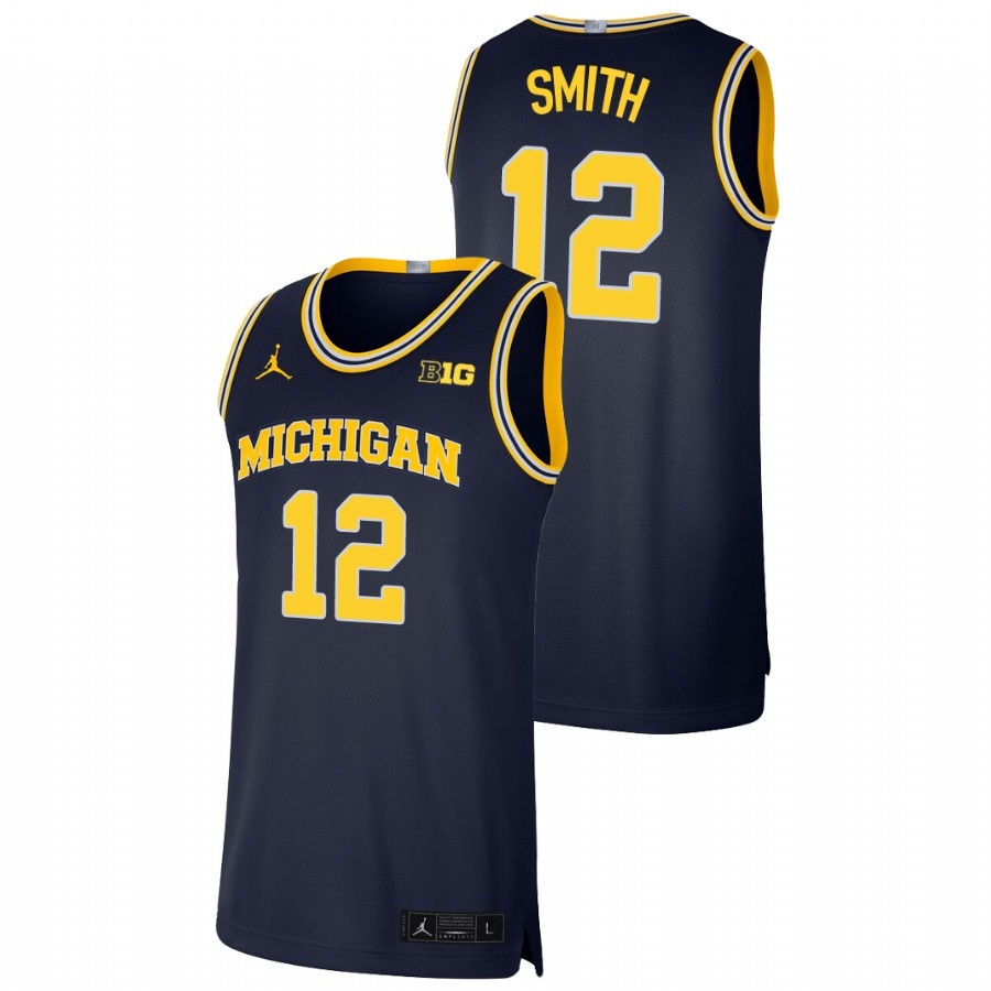Michigan Wolverines Men's NCAA Mike Smith #12 Navy Limited College Basketball Jersey FAB3549UR
